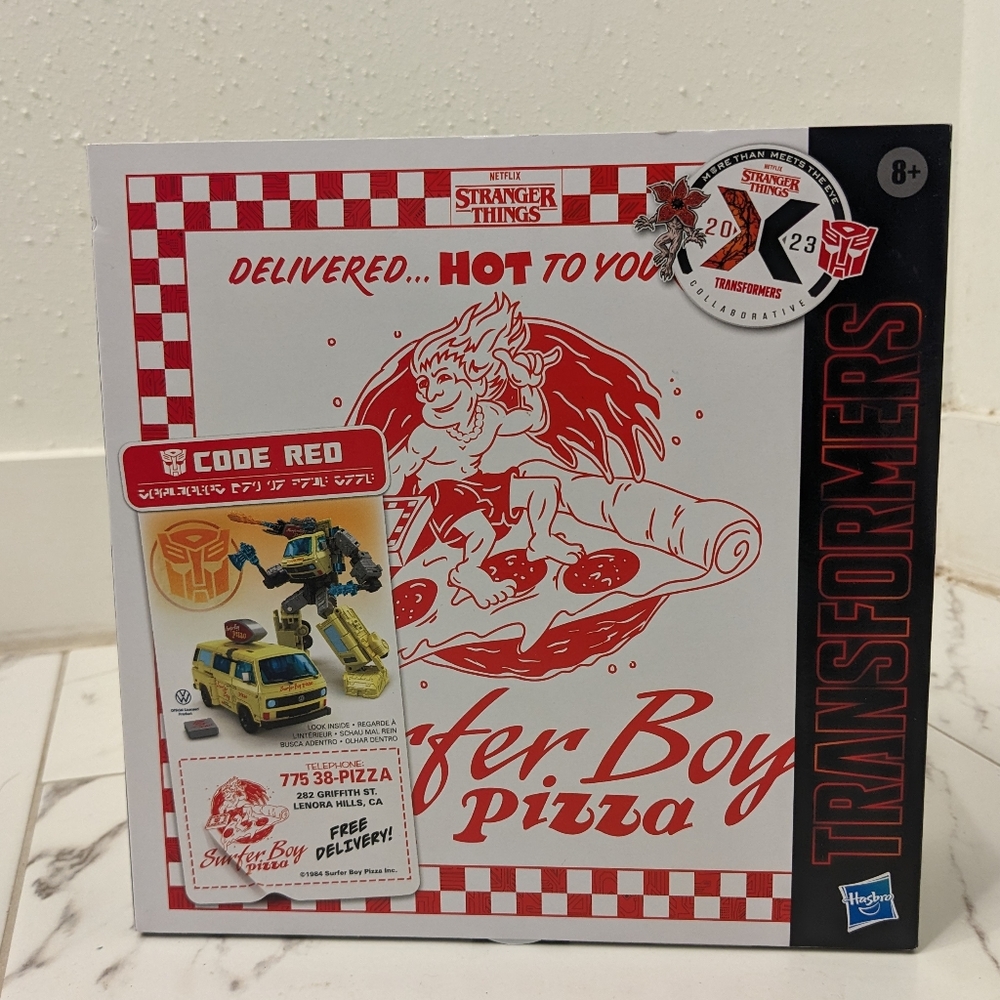 2023 Hasbro - Transformers X Stranger Things - Surfer Boy Pizza CODE RED Figure